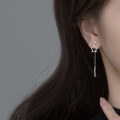 wholesale S925 Sterling Silver Five-Point Star Earrings for Women, Korean Style Two-Way Geometric Internet-Famous Tassel Earrings M01158-0-2