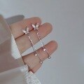 wholesale S925 Sterling Silver Diamond-Embellished Fringe Butterfly Earrings, Small Fresh, Niche Design, Elegant Ear Thread M04900-0-0
