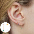 wholesale S925 Sterling Silver with Green Gemstone, Diamond, and Tassel Chain Earrings in French Style-0-4
