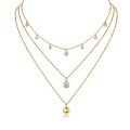 Metal French Three-Layer Long Layered Necklace for Women, Summer Minimalist Ins Style Fade-Resistant Luxury Niche-0-10