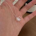 wholesale S925 Sterling Silver Bow Pearl Necklace, Small and Exquisite, Luxurious Fashion Temperament Collarbone Chain, Korean Version New-0-5