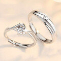 wholesale S925 Sterling Silver Men's and Women's True Love Eternal Couple Rings Adjustable Angel's Kiss Matching Set Niche Cross-Border Jewelry-0-0