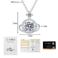S925 Sterling Silver 1ct Moissanite Cross-Border Universe Planet Pendant Necklace-1 carat moissanite  925 silver