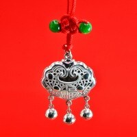 wholesale 990 Silver "Fu" Character Filigree Longevity Pendant, Pure Silver Baby/Child Silver Locket, Adult Peace Locket, Silver Jewelry Blessing Locket-Lock bag (3000139) Pure silver