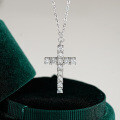Sterling Silver Amazon Cross Pendant Necklace with Moissanite for Women-0-4