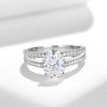 wholesale S925 silver plated with 18k gold, 2-carat egg-shaped moissanite double shank engagement ring with niche design for cross-border independent websites-0-1