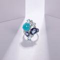 wholesale 925 Silver Designer Luxury Style Gemstone Ring for Banquet, High-End Sense with Natural Amazonite Inlay-0-1