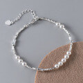 wholesale S925 Sterling Silver Fresh and Sweet Style Designed Chinese Bamboo Knot Beaded Crushed Silver Bracelet S7266-0-0