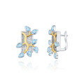 wholesale S925 Silver Designer Natural Topaz Earrings with Floral Leaf Design Gemstone Stud Earrings-0-5