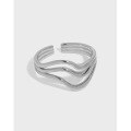 wholesale S925 sterling silver 660 Korean version ins niche design minimalist versatile wavy line textured open ring for women-0-0