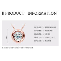Sterling Silver 2-Carat Moissanite Ingot Pendant Necklace-Bubble Necklace [Rose Gold]  925 Silver