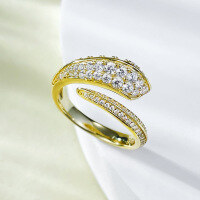 wholesale S925 Silver Serpentine Open Adjustable Minimalist Ring, European and American New Ins Style, Foreign Trade Product-K057 Gold Adjustable opening