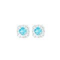 925 Sterling Silver Earrings with Zirconia and High Carbon Diamond, Ice Flower and Radiant Cut-0-3