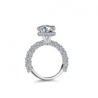 S925 Silver 3ct Moissanite Ring Women's Luxe-Set with D-color moissanite (3 carats)  US No. 5