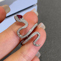 wholesale 925 Sterling Silver Zhuo Zhifan Jewelry New Style 3*5mm Pigeon Blood Red Small Teardrop Inlaid Serpent RingRing Loop-0-2