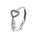 wholesale S925 silver vintage hollow-out heart-shaped zirconia fringe thin band adjustable index finger ring for women-0-4