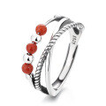 wholesale S925 Sterling Silver Cross Red Agate Dynamic Ring, Stylish and Versatile Internet Celebrity Trend Ring-0-4