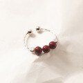 wholesale 925 Silver Vermilion Stone Ring, Adjustable Open-Ended Large Vintage Niche Finger Ring Accessory R00197-0-0
