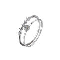wholesale Metal S925 Sterling Silver Plated with White Gold, Moissanite Double Stackable Ring for Women, Slim and Delicate Row Ring, Pinky Ring Wholesale-0-4