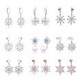 wholesale S925 sterling silver custom-made snowflake earrings, French-style versatile studs for foreign trade orders-0-0