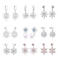wholesale S925 sterling silver custom-made snowflake earrings, French-style versatile studs for foreign trade orders-GE01544A>925 silver