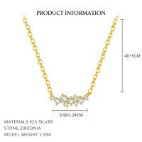 wholesale S925 Sterling Silver Light Luxury Necklace With Flash Zircon, Women's。-A4054-Gold 925 Silver
