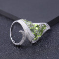 wholesale S925 silver Italian designer open ring, bold and luxurious with natural peridot-0-3