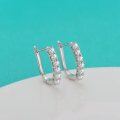 wholesale 925 Sterling Silver Moissanite Hoop Earrings for Women, Minimalist Design Row of Diamond Ear Clips, Elegant Wholesale Korean Style Earrings-0-0