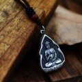 wholesale 990 Silver Amitabha Buddha Pendant for Women, Pure Silver Retro Ethnic Style Long Necklace, Six-Syllable Mantra Car Hanging Ornament-0-2