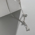 wholesale S925 Sterling Silver 007 Korean Version Ins Minimalist Niche Design Versatile Little Bear OT Buckle Cross Chain Textured Necklace for Women-0-1