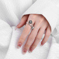 wholesale S925 Sterling Silver Vintage Tassel Lotus Pod Lotus Flower Adjustable Ring Ethnic Bohemian Style Women's Index Finger Ring-0-2