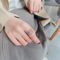 wholesale S925 Sterling Silver European Style Multi-Layer Inlaid White Zircon Open Ring Creative Trendy Street Snap Magazine Style Ring-0-3