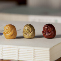 wholesale Metal material rosewood green sandalwood old mountain sandalwood carved cute no-face monster pendant DIY accessory tassel ornament-Green Sandalwood