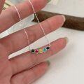 wholesale S925 Sterling Silver Colorful Enamel Smiley Pendant Necklace Women New Simple Rainbow Personality Collarbone Chain-0-5