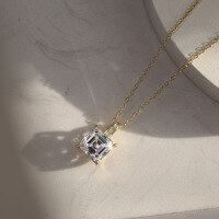 wholesale 925 Sterling Silver, Cloud-pull Silver Jewelry Cross-border 8A Zircon Super Sparkling Princess Square Necklace for Women, Ins High-end Collarbone Chain-SLZN15-P-6 925 silver