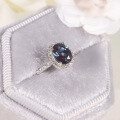 wholesale S925 Silver Cross-Border Elegant Color-Changing Ring, Minimalist Style with Synthetic Alexandrite Gemstone, New Design-0-1