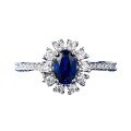 wholesale S925 Sterling Silver New 4*6 Oval Blue Gemstone Ring for Women, Luxurious Full Diamond Fashion Versatile Daily Wear-0-4