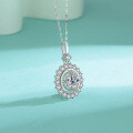 wholesale S925 Sterling Silver Cross-Border Fashionable Round Micro-Paved Moissanite High-End Pendant Necklace Small Batch Wholesale Jewelry-0-1