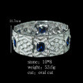 wholesale 925 Silver Gold-Plated Bracelet with High-Carbon Diamonds, Royal Blue, Art Deco Retro Versatile Jewelry for Women-0-2