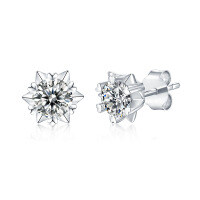 Sterling Silver Earrings【Clearance Free Shipping】ins-Style C [Clearance Sale with Free Shipping] 0.5CT  925 Silver