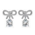 wholesale S925 Sterling Silver European and American Hot Style Women's Earrings with Exquisite Bow Teardrop Pendant Design, Elegant and Chic Ear Accessories-0-5
