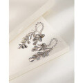 wholesale 925 Sterling Silver High-end Leaf Tassel Drop Earrings for Women, Small Batch Design, Exquisite Light Luxury Elegant Ear Studs Earrings-0-2