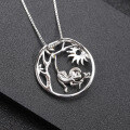 wholesale 925 Silver Chinese Zodiac Monkey Pendant with Natural Gemstone, Necklace-0-3
