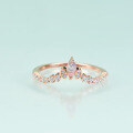 wholesale S925 sterling silver with gemstone inlay, fashion minimalist lightweight luxury V-shaped row ring plated with rose gold-0-1