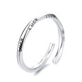 wholesale S925 Sterling Silver Harajuku Minimalist Style Thin Twisted English Letter Open Ring, Personalized and Versatile-0-6