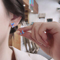 wholesale S925 Sterling Silver Vintage Small Fresh Enamel Drip Glue Leaf Ear Studs Korean Style Forest Series Creative Versatile Earrings-0-3