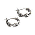 wholesale S925 Sterling Silver AE1266 Korean-style Minimalist Retro Chain Ear Clasp, Unique Niche Silver Earrings-0-4
