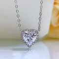 wholesale S925 Silver New 2-Carat Heart Pendant Necklace with High-Carbon Diamond,Ins-0-0
