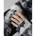 wholesale S925 Sterling Silver JF352 Korean-style Cross Silver Finger Ring Ins Minimalist Personality Double-layer Interwoven Lines Adjustable Ring for Women-0-2