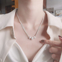 wholesale S925 Sterling Silver Trendy Multi-Layer Snake Chain with Brushed Sphere Pendant, Creative Heavy Duty Design Internet-Famous Necklace-452LM/approx. 13.2g 925 silver